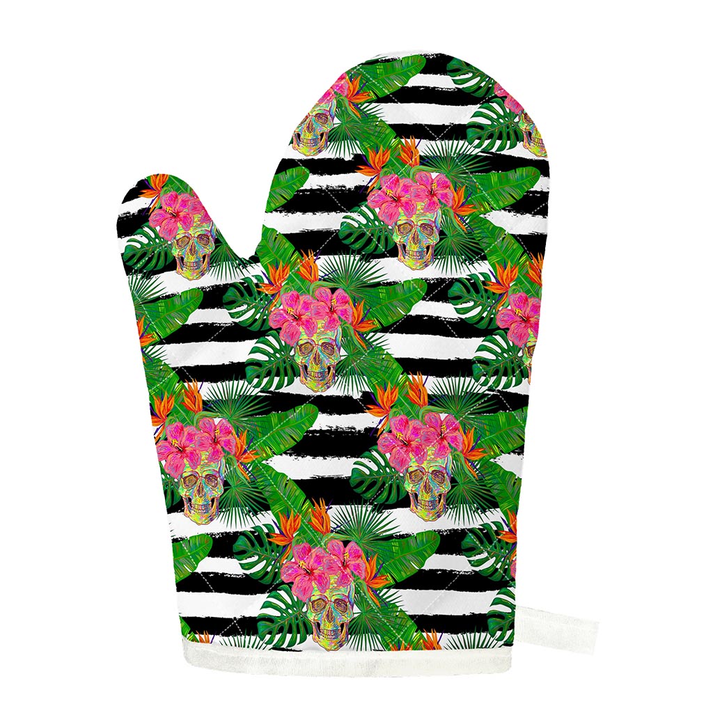 Aloha Skull Striped Pattern Print Single Oven Mitt