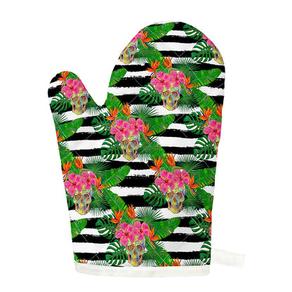 Aloha Skull Striped Pattern Print Single Oven Mitt
