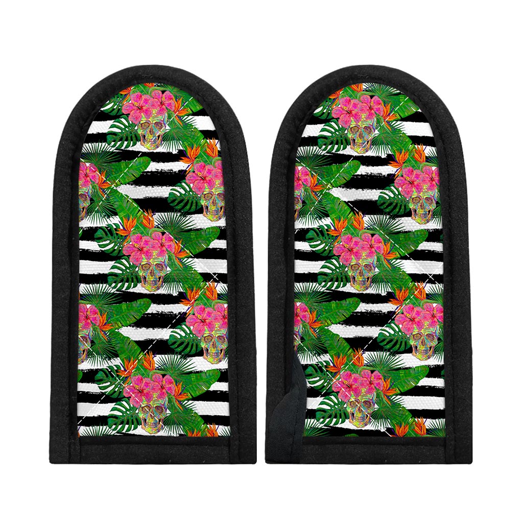 Aloha Skull Striped Pattern Print Skillet Handle Cover