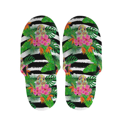 Aloha Skull Striped Pattern Print Slippers