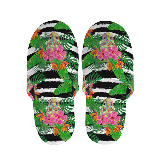 Aloha Skull Striped Pattern Print Slippers