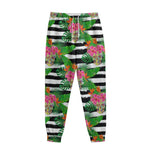 Aloha Skull Striped Pattern Print Sweatpants