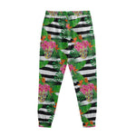 Aloha Skull Striped Pattern Print Sweatpants