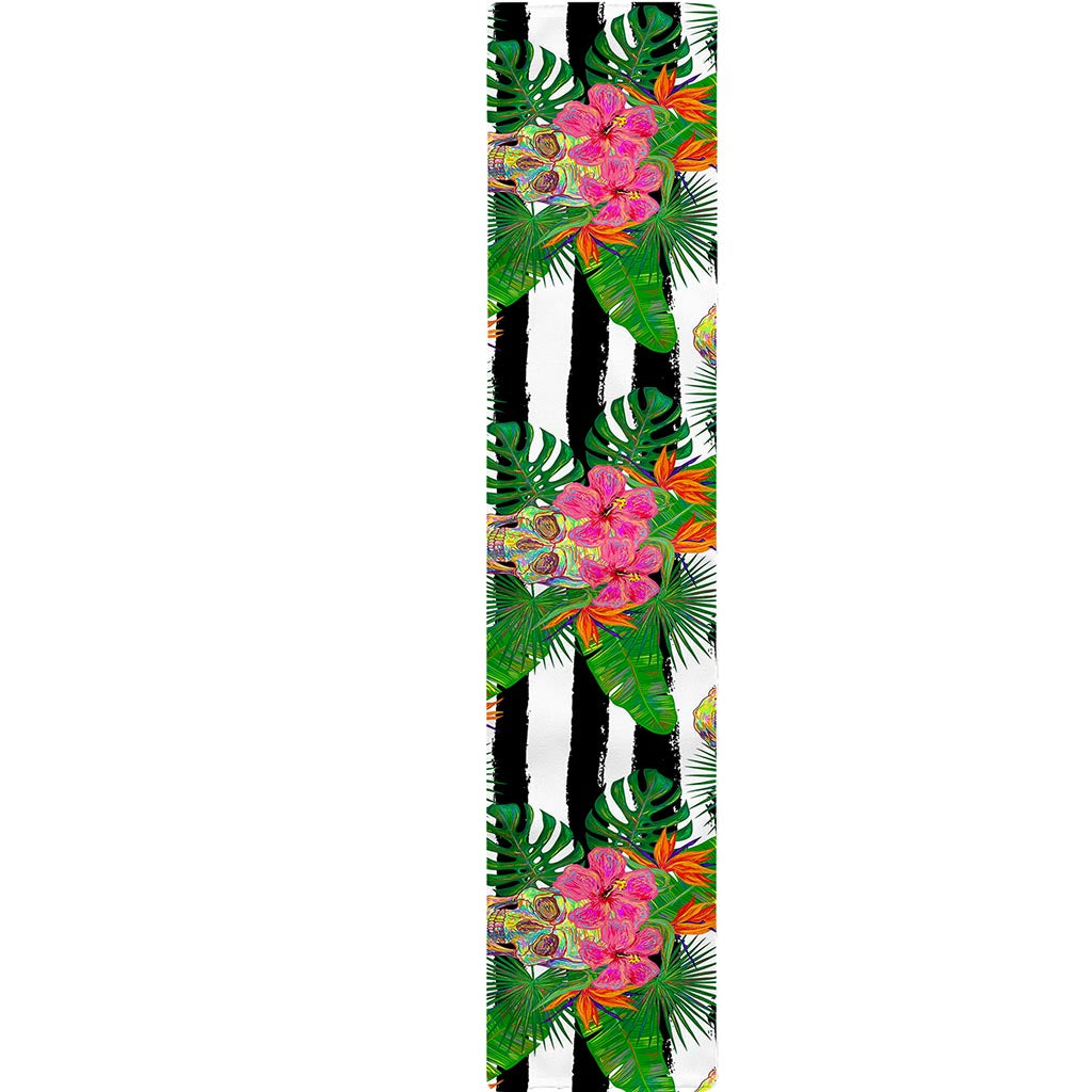 Aloha Skull Striped Pattern Print Table Runner