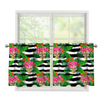 Aloha Skull Striped Pattern Print Tier Curtains