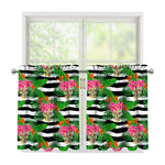Aloha Skull Striped Pattern Print Tier Curtains