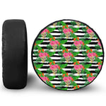 Aloha Skull Striped Pattern Print Tire Cover