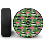 Aloha Skull Striped Pattern Print Tire Cover With Camera Hole