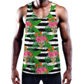 Aloha Skull Striped Pattern Print Men's Workout Tank Top