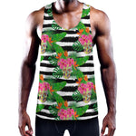 Aloha Skull Striped Pattern Print Training Tank Top