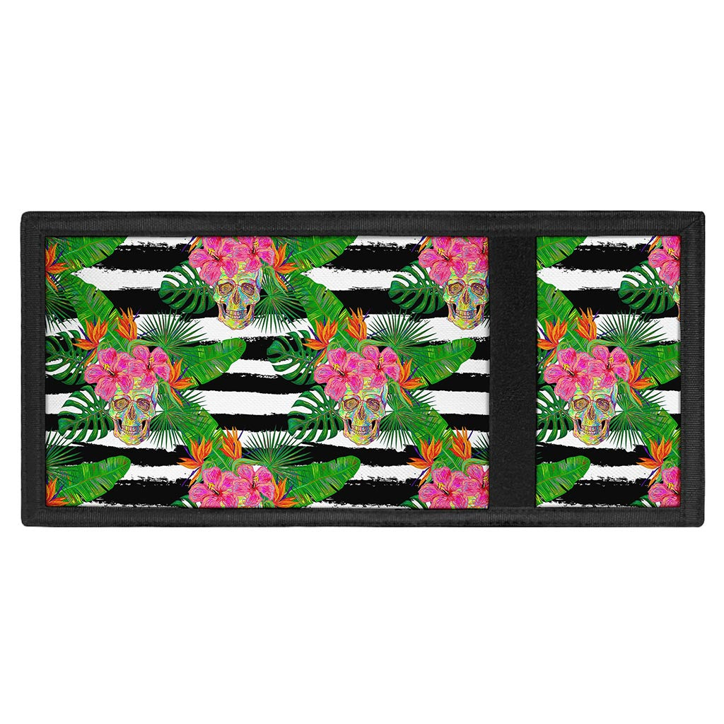 Aloha Skull Striped Pattern Print Trifold Wallet