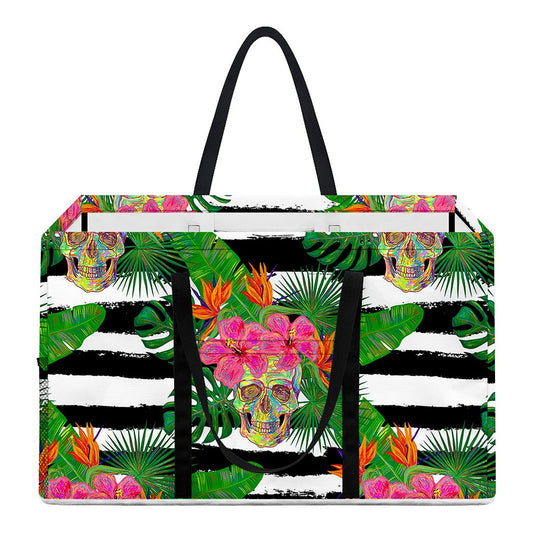 Aloha Skull Striped Pattern Print Utility Tote Bag