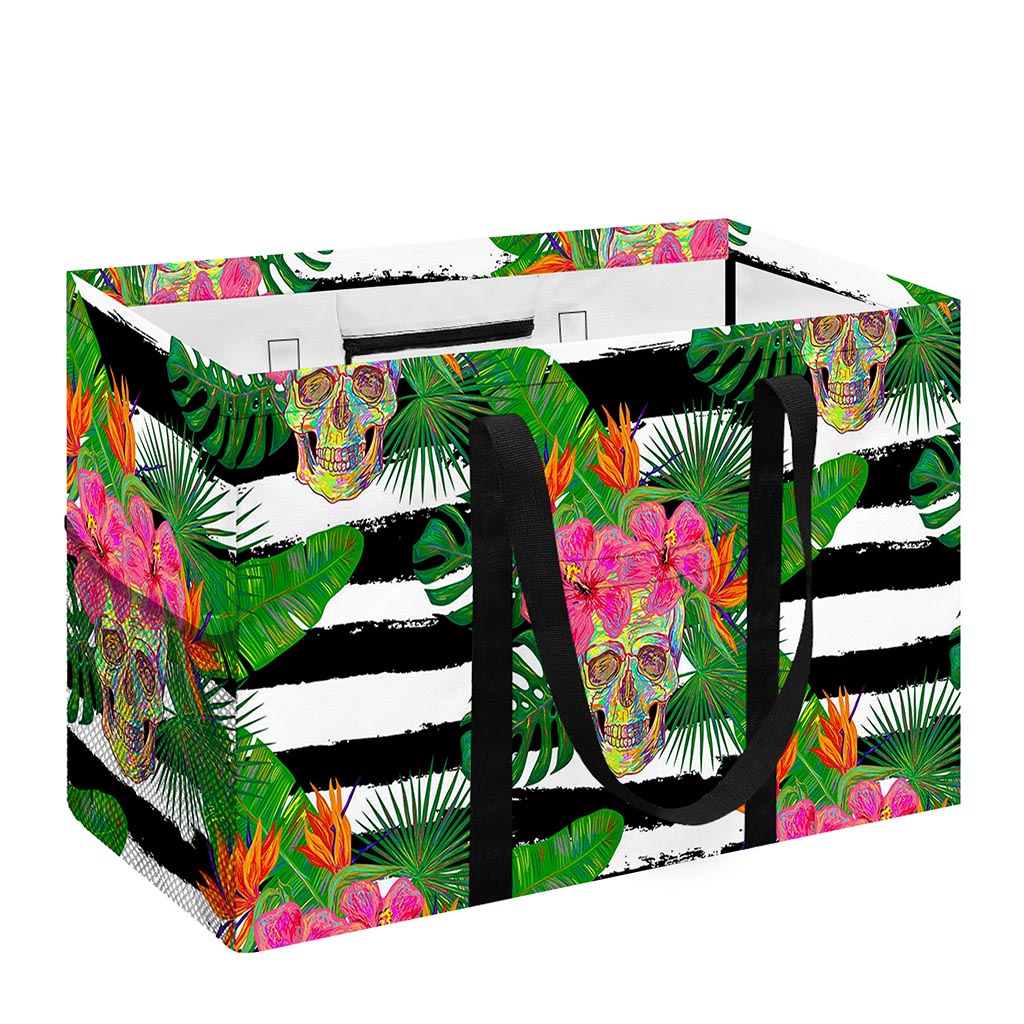 Aloha Skull Striped Pattern Print Utility Tote Bag