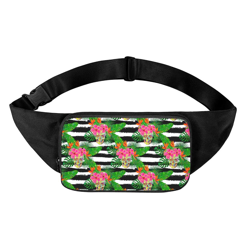 Aloha Skull Striped Pattern Print Waist Bag