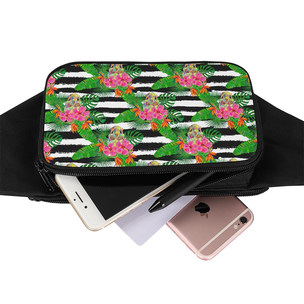 Aloha Skull Striped Pattern Print Waist Bag