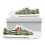 Aloha Skull Striped Pattern Print White Low Top Sneakers