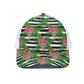 Aloha Skull Striped Pattern Print White Mesh Trucker Hat