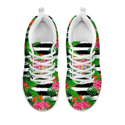 Aloha Skull Striped Pattern Print White Running Shoes