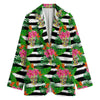 Aloha Skull Striped Pattern Print Women's Blazer