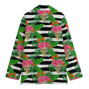 Aloha Skull Striped Pattern Print Women's Blazer