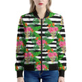 Aloha Skull Striped Pattern Print Women's Bomber Jacket