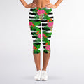Aloha Skull Striped Pattern Print Women's Capri Leggings