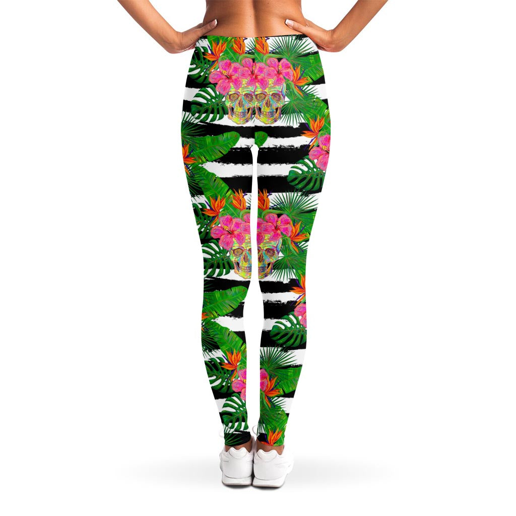 Aloha Skull Striped Pattern Print Women's Leggings