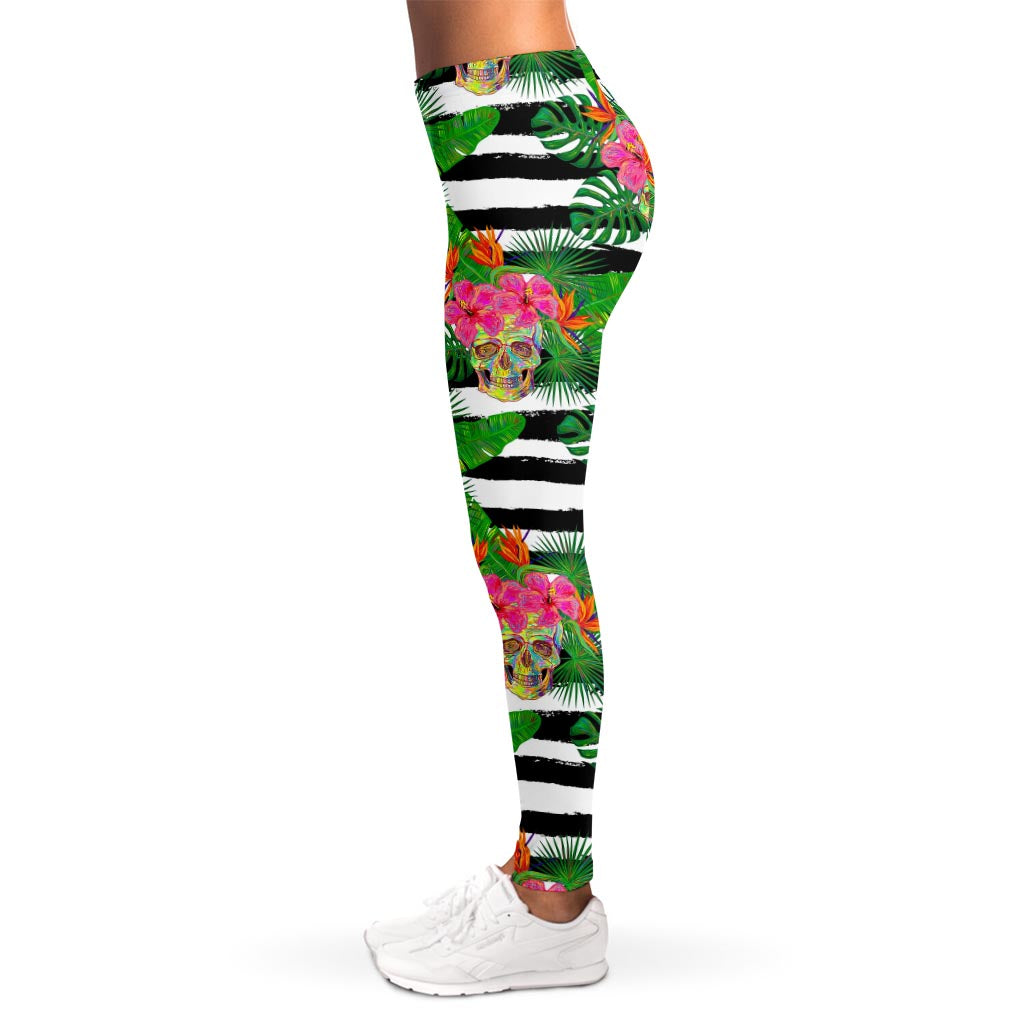 Aloha Skull Striped Pattern Print Women's Leggings