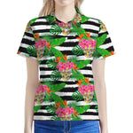 Aloha Skull Striped Pattern Print Women's Polo Shirt