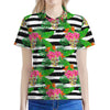 Aloha Skull Striped Pattern Print Women's Polo Shirt