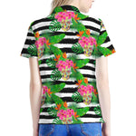 Aloha Skull Striped Pattern Print Women's Polo Shirt