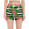 Aloha Skull Striped Pattern Print Women's Split Running Shorts