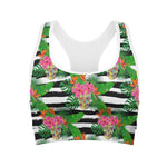 Aloha Skull Striped Pattern Print Women's Sports Bra