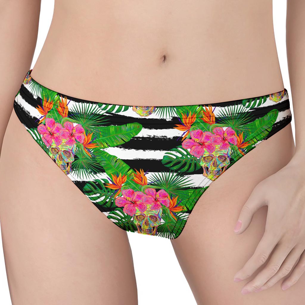 Aloha Skull Striped Pattern Print Women's Thong