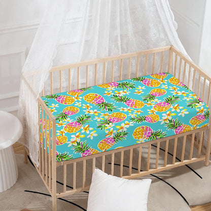 Aloha Summer Pineapple Pattern Print Baby Crib Sheet