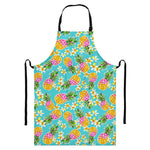 Aloha Summer Pineapple Pattern Print Bib Apron With Pocket