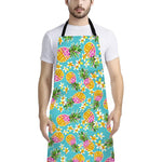 Aloha Summer Pineapple Pattern Print Bib Apron With Pocket