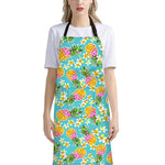 Aloha Summer Pineapple Pattern Print Bib Apron With Pocket