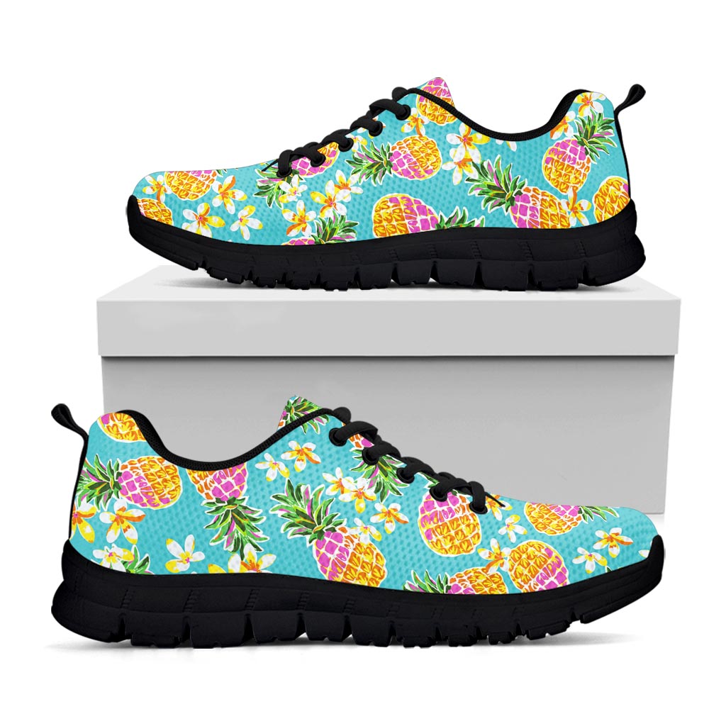 Aloha Summer Pineapple Pattern Print Black Running Shoes