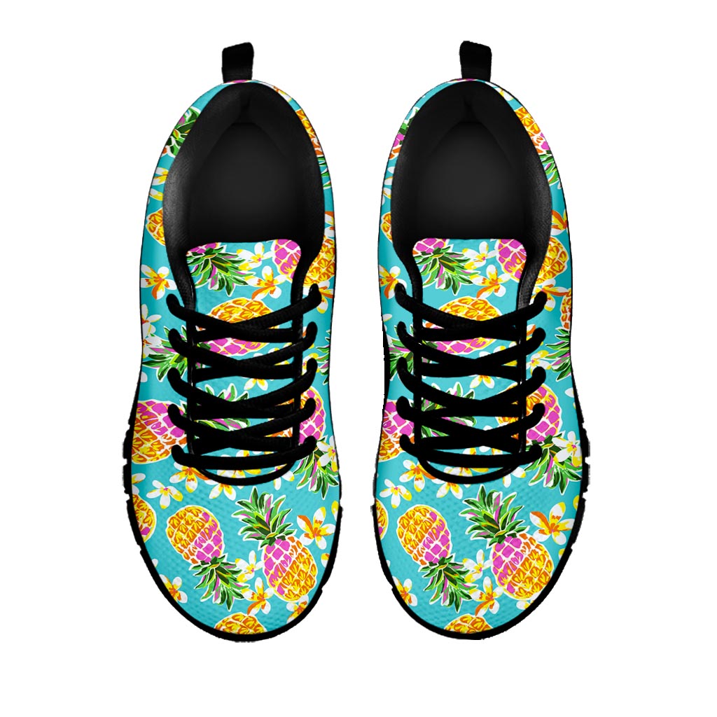 Aloha Summer Pineapple Pattern Print Black Running Shoes