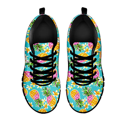 Aloha Summer Pineapple Pattern Print Black Running Shoes