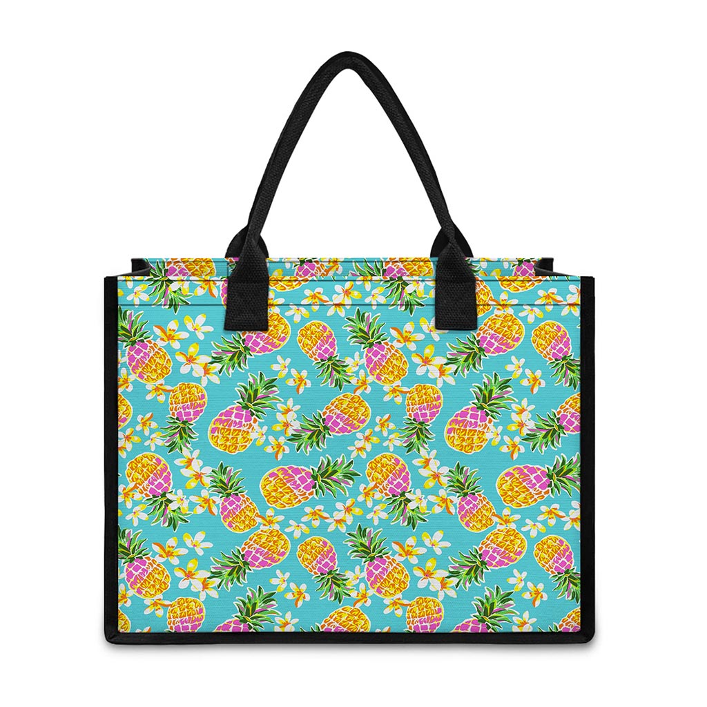Aloha Summer Pineapple Pattern Print Canvas Tote Bag