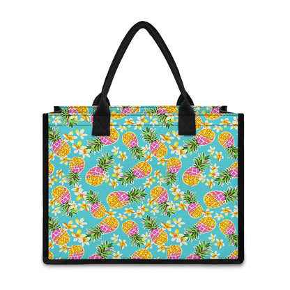 Aloha Summer Pineapple Pattern Print Canvas Tote Bag
