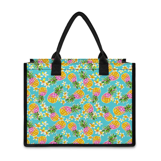 Aloha Summer Pineapple Pattern Print Canvas Tote Bag