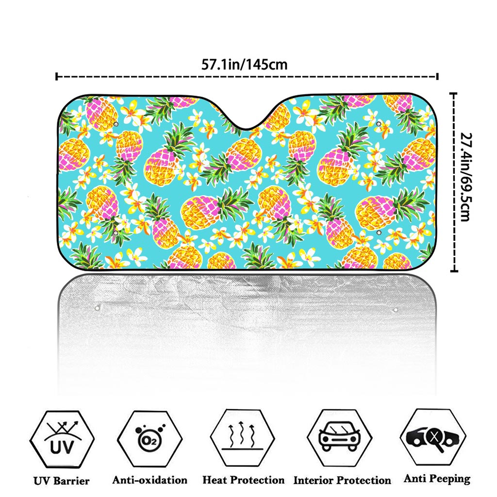 Aloha Summer Pineapple Pattern Print Car Windshield Sun Shade