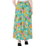 Aloha Summer Pineapple Pattern Print Chiffon Maxi Skirt