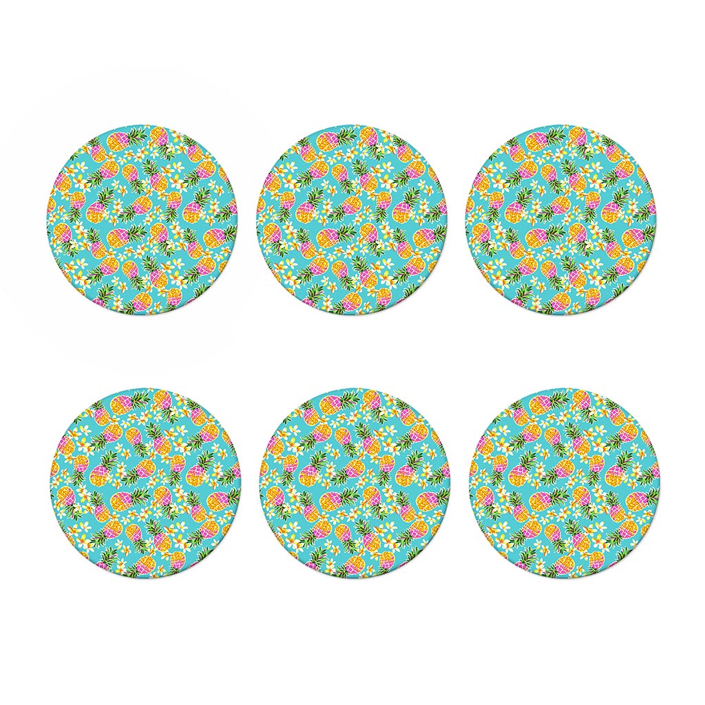 Aloha Summer Pineapple Pattern Print Coaster Set