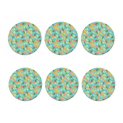 Aloha Summer Pineapple Pattern Print Coaster Set