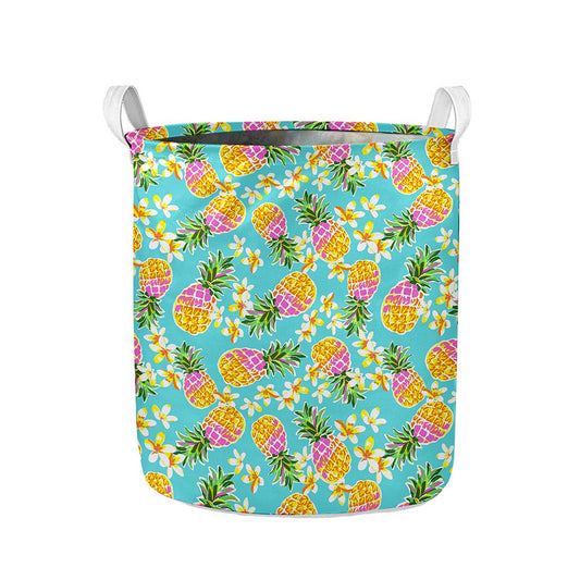 Aloha Summer Pineapple Pattern Print Collapsible Laundry Basket