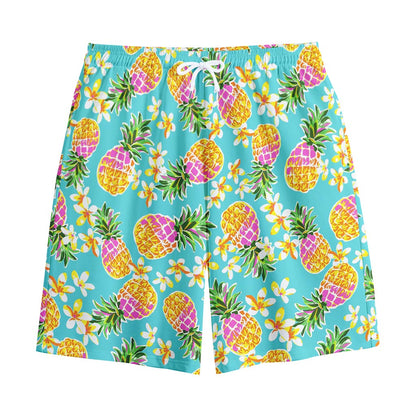 Aloha Summer Pineapple Pattern Print Cotton Shorts